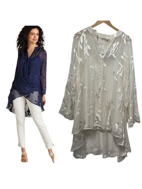 Soft Surroundings Silk Convertible Shirt & Cami size 2X NWT